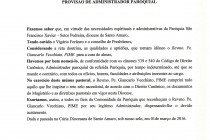 PROVISÃO DE ADMINISTRADOR PAROQUIAL DA PARÓQUIA SÃO FRANCISCO XAVIER