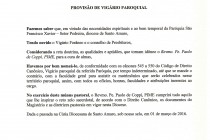 PROVISÃO DE VIGÁRIO PAROQUIAL DA PARÓQUIA SÃO FRANCISCO XAVIER