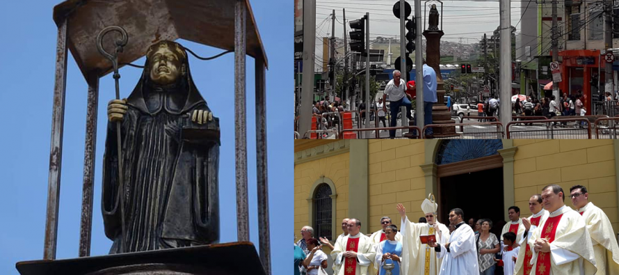 Imagem de Santo Amaro é inaugurada com benção no Largo 13 de maio