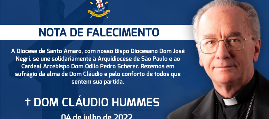 Com pesar, comunicamos o falecimento do Cardeal Cláudio Hummes (87), arcebispo emérito de São Paulo.